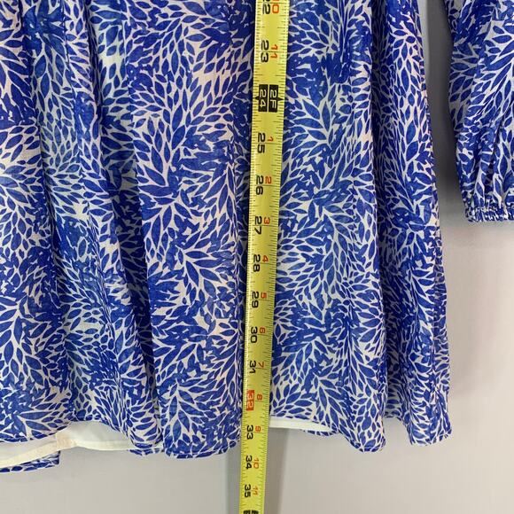 Amanda Uprichard Morello Dress S Blue White Mini Floral Long Sleeve Resort - Picture 7 of 11